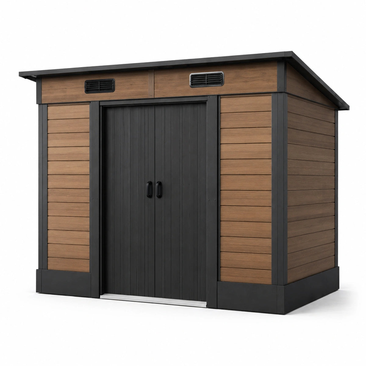 Abri de jardin en composite marron et noir 220x160x215 cm