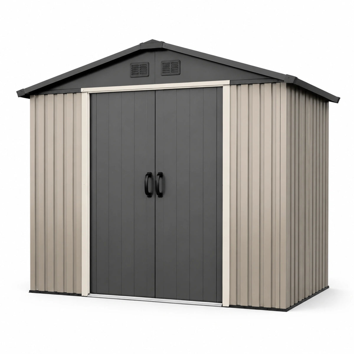 Abri de jardin métallique gris/beige 250x180x160 cm