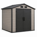 Abri de jardin en résine beige et gris avec ventilation intégrée