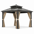 Tonnelle en aluminium et acier avec rideaux en polyester 3x3m