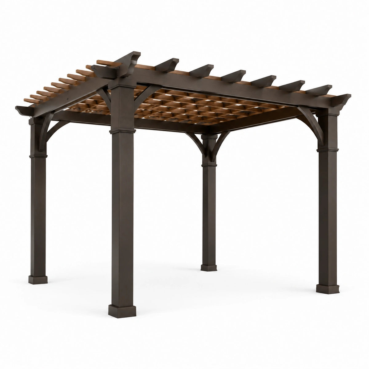 Pergola en bois et métal marron 300x300x240 cm