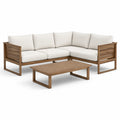 Ensemble de salon de jardin en bois d'acacia avec coussins en polyester beige