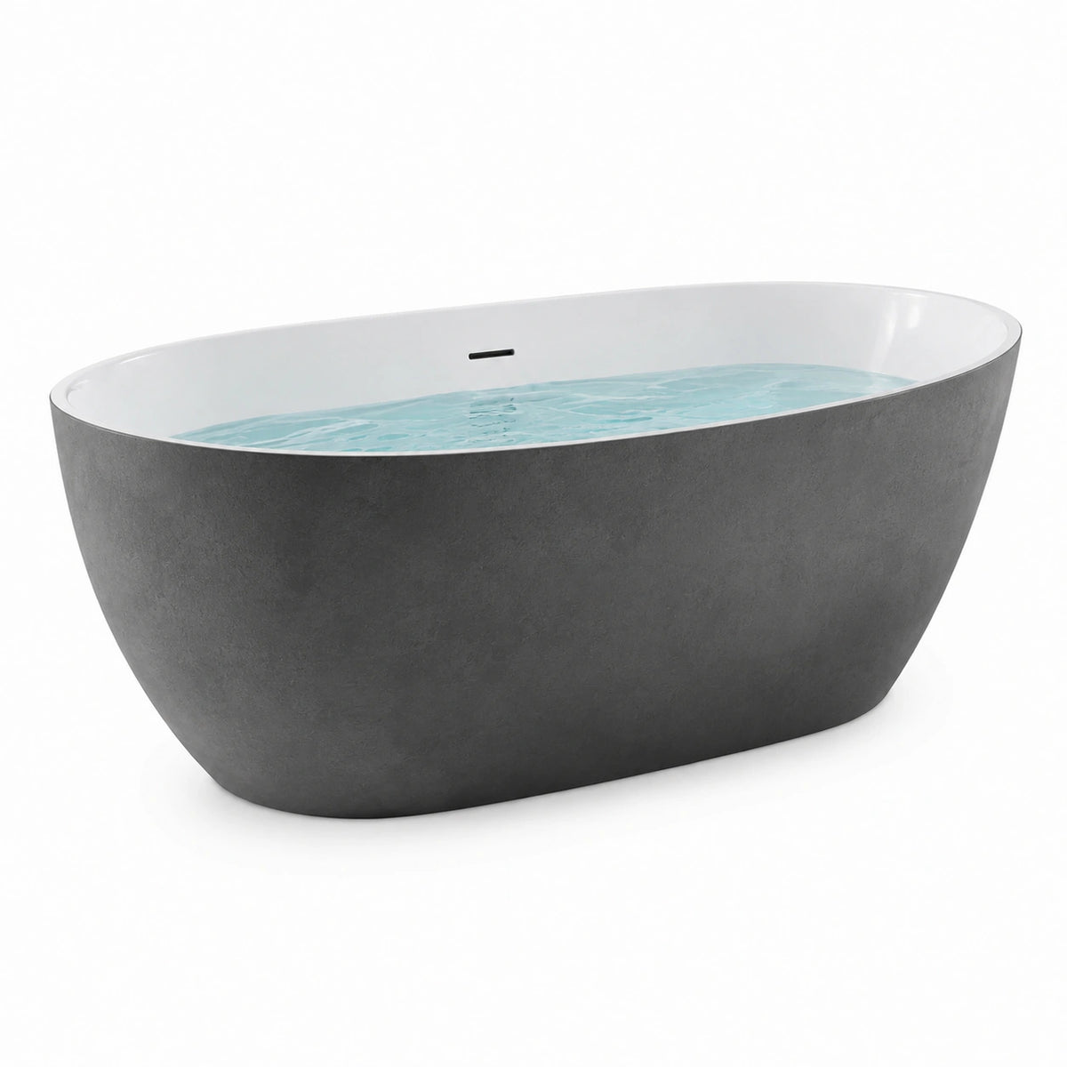 Baignoire îlot en acrylique blanc et composite gris