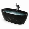 Baignoire îlot marbre noir ovale 180x80x60 cm