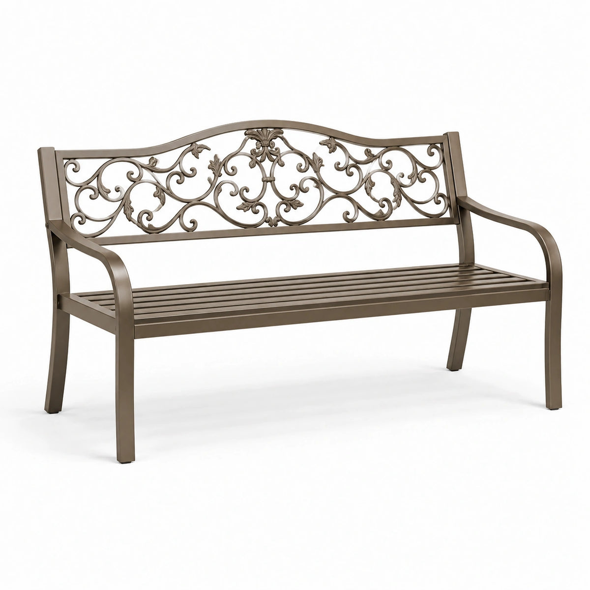 Banc de jardin en fer forgé brun 126 cm