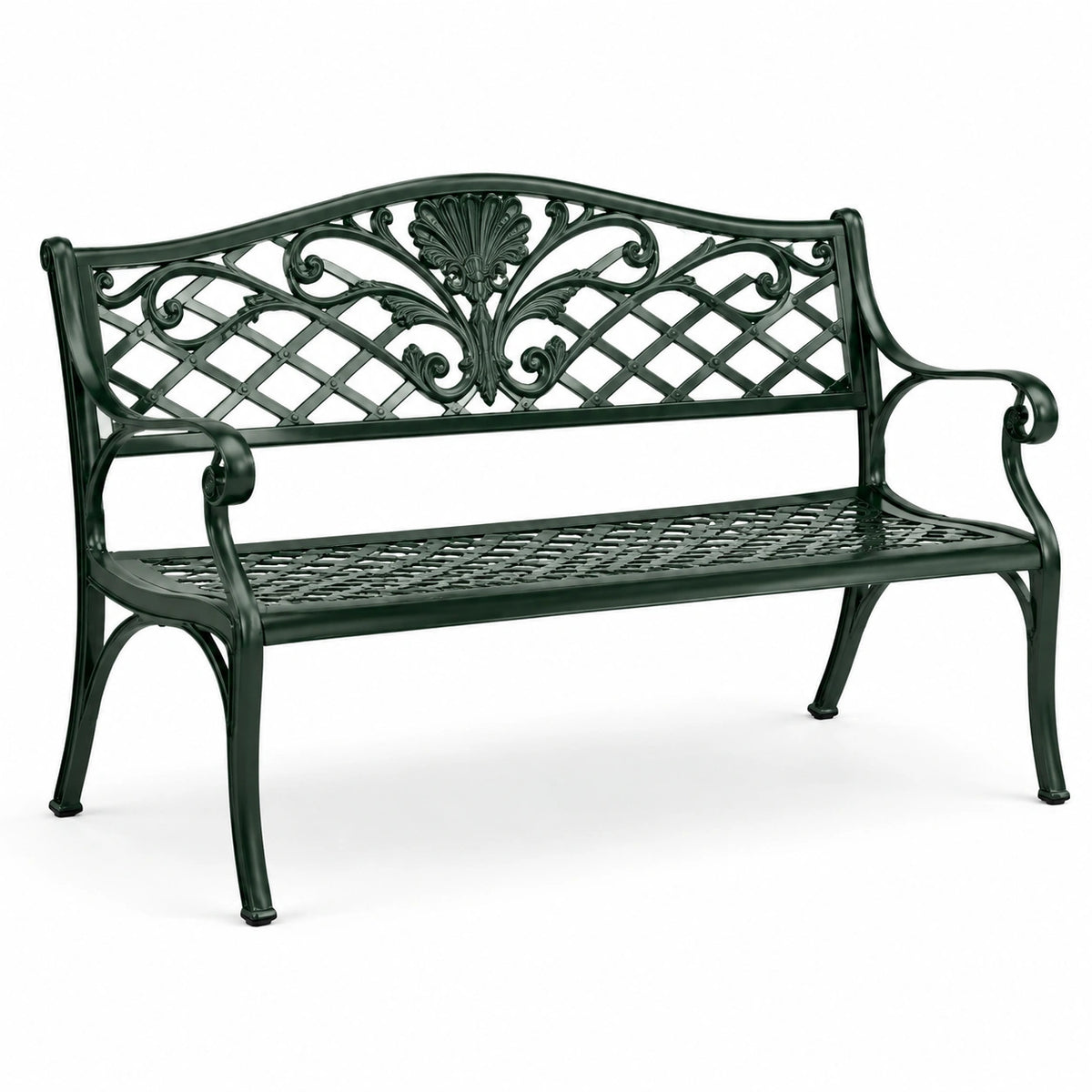 Banc de jardin en métal vert 122 cm