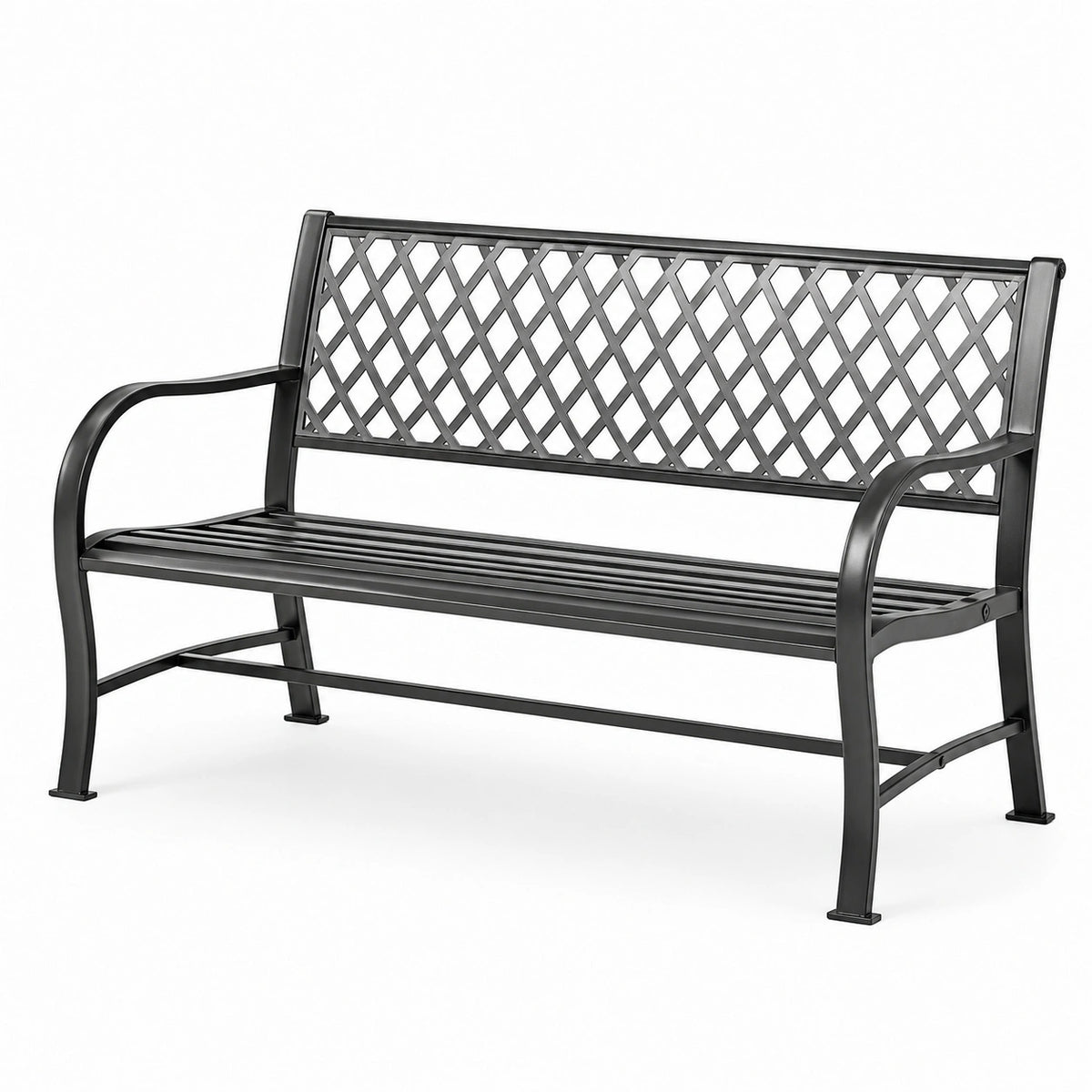 Banc de jardin en métal noir 125 cm