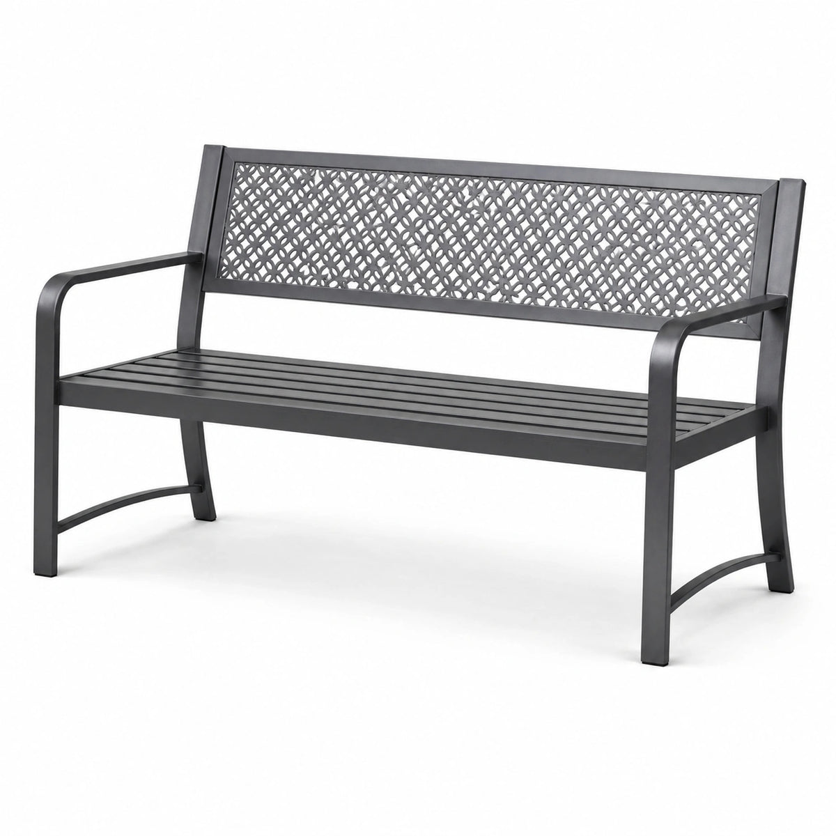 Banc de jardin en métal gris 122x58x78cm