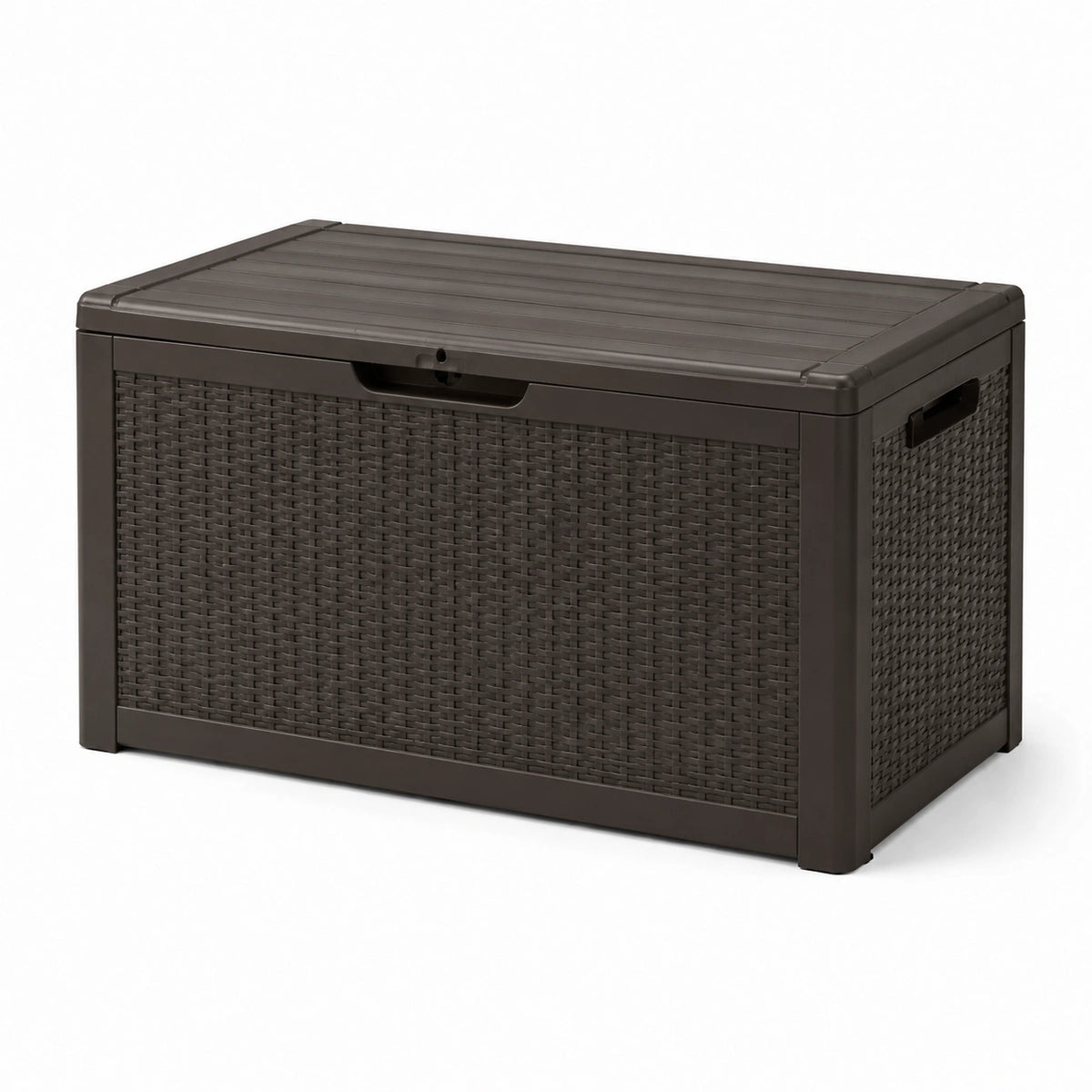 Coffre de rangement en plastique tressé polypropylène marron 120x60x60 cm