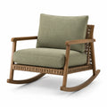 Fauteuil à bascule en bois avec coussins en polyester verts