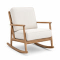 Fauteuil à bascule en bois et tissu beige